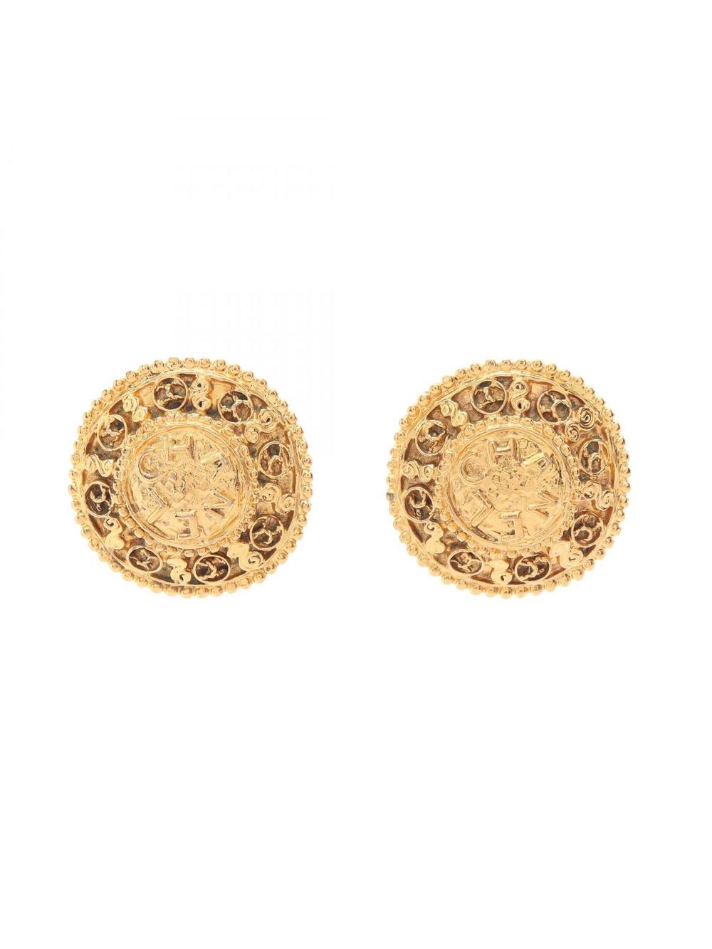 Chanel Coco Mark Round Earring Gold #295884C61B